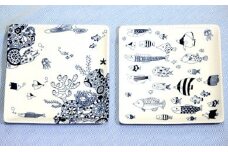 【波佐見焼】cocomarine 正角皿 お皿 2枚セット 食器 皿 【natural69】【くらわんか】 [AA17]