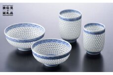 【波佐見焼】【記念日・贈り物にぜひ♪】水晶青海波 睦揃い 茶碗 湯呑 食器 皿 【丹心窯】 [AB01]