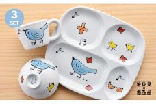 【波佐見焼】子ども 茶碗 セット「青い鳥」プレート・ミニ マグカップ・茶椀 食器 皿 【大新窯】 [DC12]