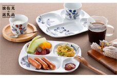 【波佐見焼】南天仕切り プレート・ミニカップ ペアセット 赤と青 食器 皿 【大新窯】 [DC15]