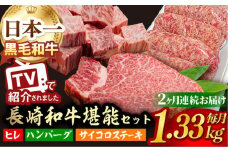 【全2回】A5ランク ヒレステーキ サイコロステーキ ハンバーグ 総量2.66kg 2660g セット [NA59]  肉 牛肉 ヒレ ステーキ 焼肉