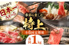 【全6回】【内閣総理大臣賞受賞！】長崎和牛 毎月お届けセット ( 希少部位アリ ) 1kg×6回 [YA20]  肉 牛肉 ロース サーロイン ステーキ サーロインステーキ レモンステーキ すき焼き しゃぶしゃぶ 焼肉 定期便