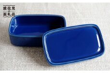 【白山陶器】【磁器のふたもの】ブルーが鮮やかなCONTEロング ブルー 保存容器 バターケース  食器 皿 【波佐見焼】 [TA50]