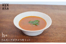 【波佐見焼】h+ リム スープ ボウル 5枚セット 食器 皿 【堀江陶器】 [JD23]