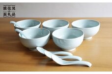 【白山陶器】【5人分の食器】丼とレンゲ10ピースセット 青白釉 どんぶり  食器 皿 【波佐見焼】 [TA63]