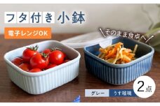 【波佐見焼】便利な蓋つき容器 2個セット（グレー・うす瑠璃） 小鉢 小皿 食器 【和山】 [WB77] タッパー 焼き物 容器 器 タッパー 作り置き