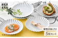【波佐見焼】菊型 中皿 プレート 5枚セット（白） 食器 皿 【洸琳窯】 [GE18]