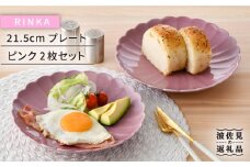 【波佐見焼】RINKA 21.5cm プレート 2枚セット ピンク 食器 皿 【長十郎窯】 [AE33]