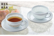 【波佐見焼】水晶プレミアム ティーカップ ソーサー 2客セット 食器 皿 【丹心窯】 [AB37]