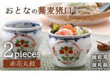 【波佐見焼】おとなの 蕎麦猪口 そばちょこ （赤花丸紋） 2個セット  食器 皿 【大桂工房】 [GD27]