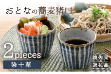 【波佐見焼】おとなの 蕎麦猪口 そばちょこ （染十草） 2個セット 食器 皿 【大桂工房】 [GD29]
