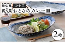 【波佐見焼】おとなの カレー皿 （染十草） 2枚セット 食器 皿 【大桂工房】 [GD30]