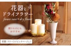 【波佐見焼】オリジナル花器「リリー小（ピンクベージュ）」と季節の ドライフラワー のセット【Atelier Bisque × 花西海 】 [JF02] 
