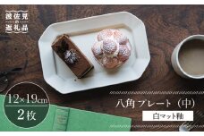 【波佐見焼】八角 プレート （中） 白マット釉 2枚セット 食器 皿【イロドリ】 [KE37]