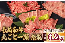 【全12回定期便】長崎和牛丸ごと一頭 堪能！ 総計6.2kg以上 サーロイン モモ イチボ シャトーブリアン 焼肉 ステーキ 長崎和牛 希少部位 【夢ファームシュシュ】 [WF15]