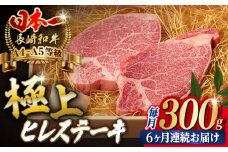 【全6回定期便】極上 ヒレ ステーキ 2枚 300g 長崎和牛 A4～A5ランク 希少部位【野中精肉店】 [VF11] 肉 牛肉 赤身 ヒレステーキ 焼肉 定期便