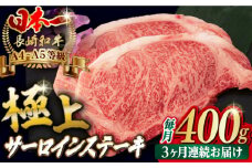 【全3回定期便】サーロイン ステーキ 2枚 400g 長崎和牛 A4～A5ランク 希少部位【野中精肉店】 [VF19] 肉 牛肉 サーロインステーキ 焼肉 定期便