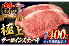 【全6回定期便】サーロイン ステーキ 2枚 400g 長崎和牛 A4～A5ランク 希少部位【野中精肉店】 [VF20] 肉 牛肉 サーロインステーキ 焼肉 定期便