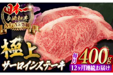 【全12回定期便】サーロイン ステーキ 2枚 400g 長崎和牛 A4～A5ランク 希少部位【野中精肉店】 [VF21] 肉 牛肉 サーロインステーキ 焼肉 定期便