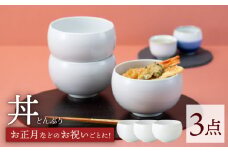 【波佐見焼】モノトーン 丼 白 3点セット どんぶり 丼ぶり【西海陶器】 67594 3 [OA252]