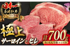 【二大高級部位！】サーロイン と ヒレ ステーキ 計700g （各2枚） 長崎和牛 A4～A5ランク 希少部位【野中精肉店】 [VF50] 肉 牛肉 赤身 サーロインステーキ ヒレステーキ 焼肉