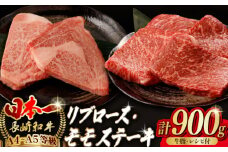【ステーキ満喫セット】リブロース モモステーキ 総計900g （150g×6枚） 長崎和牛 A4～A5ランク【野中精肉店】 [VF56] 肉 牛肉 赤身 モモステーキ リブ リブロースステーキ 焼肉