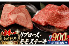 【全6回定期便】【ステーキ満喫セット】リブロース モモステーキ 総計900g （150g×6枚） 長崎和牛 A4～A5ランク【野中精肉店】 [VF76] 肉 牛肉 赤身 モモステーキ リブ リブロースステーキ 焼肉 定期便
