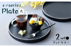 【波佐見焼】【ギアシリーズ】マットカラープレート（大）2枚セット（ブラック2枚）食器 皿【大新窯】 [DC125]