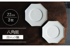 【波佐見焼】八角皿 白マット釉 2枚セット 食器 皿【イロドリ】 [KE56]