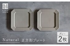 【波佐見焼】Natural正角プレート 2枚セット（グレー）食器 皿【光春窯】 [XD105]