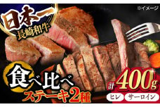 ヒレ・サーロイン ステーキ 2種 食べ比べ セット 長崎和牛 計400g以上【肉のマルシン】 [FG42] 牛肉 ヒレステーキ サーロインステーキ 2枚 さーろいんすてーき 牛肉 ヒレステーキ サーロインステーキ ひれすてーき 和牛ステーキ 2枚