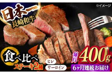 【6回定期便】ヒレ・サーロイン ステーキ2種食べ比べセット 長崎和牛 （400g/回） 【肉のマルシン】 [FG44] ヒレ 和牛ステーキ ヒレステーキ サーロインステーキ ひれ 長崎和牛 牛肉 和牛ステーキ