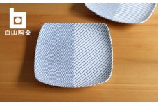 【白山陶器】【グッドデザイン賞】重ね縞 反角多用皿 2枚セット【波佐見焼】 [TA161]