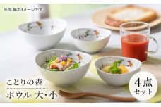 【波佐見焼】ことりの森 ボウル 大小4点セット【まるしん】 [WD44]