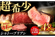【全12回定期便】極上 シャトーブリアン 長崎和牛 出島ばらいろ 毎月計400g以上（約200g×2枚）【肉のマルシン】 ステーキ ヒレ ヒレステーキ ヒレ肉 フィレ [FG47] 長崎和牛 和牛 牛肉 シャトーブリアン ステーキ シャトーブリアン