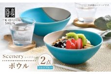 【波佐見焼】Scenery（シーナリー）トルコブルー ボウル　2個セット　【光春窯】 [XD118]