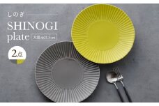 【波佐見焼】しのぎ 大皿2枚セット グレー・若草 食器 プレート【一龍陶苑】 [CC90]