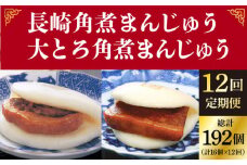  【全12回定期便】 長崎 角煮まんじゅう 8個（箱）・ 大とろ角煮まんじゅう 8個（箱）＜岩崎本舗＞ [DBG030]  角煮まん 角煮 豚角煮 簡単 惣菜 冷凍 おやつ 中華 