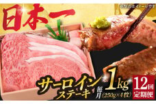 【12回定期便】 長崎和牛 A5ランク 特選 サーロインステーキ 4枚 計1kg 《小値賀町》【株式会社 OGAWA】 [DBJ017] 肉 和牛 黒毛和牛 サーロイン ステーキ A5 贅沢 12回定期便 12回 定期便