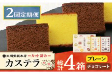【2回定期便】カット包装カステラ　2箱入（プレーン・チョコレート） ≪小値賀町≫ 【株式会社文明堂総本店】 カステラ かすてら 菓子 お菓子 和菓子 常温  [DBF015]  15000円 以上