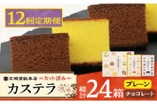 【12回定期便】カット包装カステラ　2箱入 （プレーン・チョコレート） ≪小値賀町≫ 【株式会社文明堂総本店】 カステラ かすてら 菓子 お菓子 和菓子 常温 [DBF018]