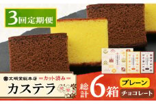 【3回定期便】カット包装カステラ　2箱入（プレーン・チョコレート） ≪小値賀町≫ 【株式会社文明堂総本店】 カステラ かすてら 菓子 お菓子 和菓子 常温 [DBF016]