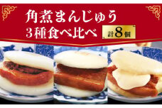 角煮まんじゅう 三種 食べくらべ セット 計8個（箱）≪小値賀町≫ 【株式会社岩崎食品】角煮まん 角煮 豚角煮 簡単 惣菜 冷凍 おやつ 中華 [DBG057]