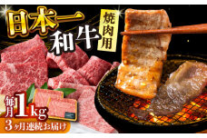 【全3回定期便】【A4～A5】長崎和牛焼肉用　1kg（500g×2p）【株式会社 MEAT PLUS】 [DBS038]長崎和牛 和牛 国産 牛肉  長崎和牛 焼肉用 1kg 500g 2パック3回定期便 定期便 3回