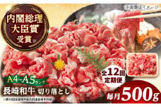【全12回定期便】【A4～A5】長崎和牛切り落とし　500g【株式会社 MEAT PLUS】 [DBS052]長崎和牛 和牛 国産 牛肉  長崎和牛 切り落とし 500g 切り落とし12回定期便 定期便 12回