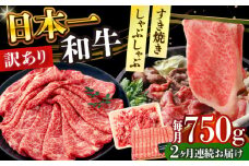 【全2回定期便】【訳あり】【A4～A5】長崎和牛しゃぶしゃぶすき焼き750gセット【株式会社 MEAT PLUS】 [DBS109]長崎和牛 和牛 国産 牛肉  しゃぶしゃぶ すき焼き 750g セット2回定期便 定期便 2回 訳あり 訳アリ