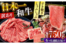 【全6回定期便】【訳あり】【A4～A5】長崎和牛しゃぶしゃぶすき焼き750gセット【株式会社 MEAT PLUS】 [DBS111]長崎和牛 和牛 国産 牛肉  しゃぶしゃぶ すき焼き 750g セット6回定期便 定期便 6回 訳あり 訳アリ