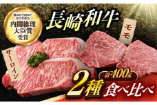 【2種食べ比べ】 長崎和牛 A5ランク ミニステーキセット（サーロイン･モモ）約400ｇ 《小値賀町》【有限会社肉の相川】 [DAR047] [DAR047]