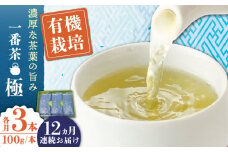【全12回定期便】「1番茶の濃厚な旨味！」さざの 有機栽培茶  極  （100g×3本/回）【宝緑園】 [QAH024] / 長崎県 佐々町
