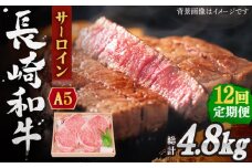 【全12回定期便】長崎和牛 サーロイン ステーキ 総計4.8kg （400g/回）【株式会社 OGAWA】 [QBI011] 牛肉 和牛 焼き肉 バーベキュー / 長崎県 佐々町